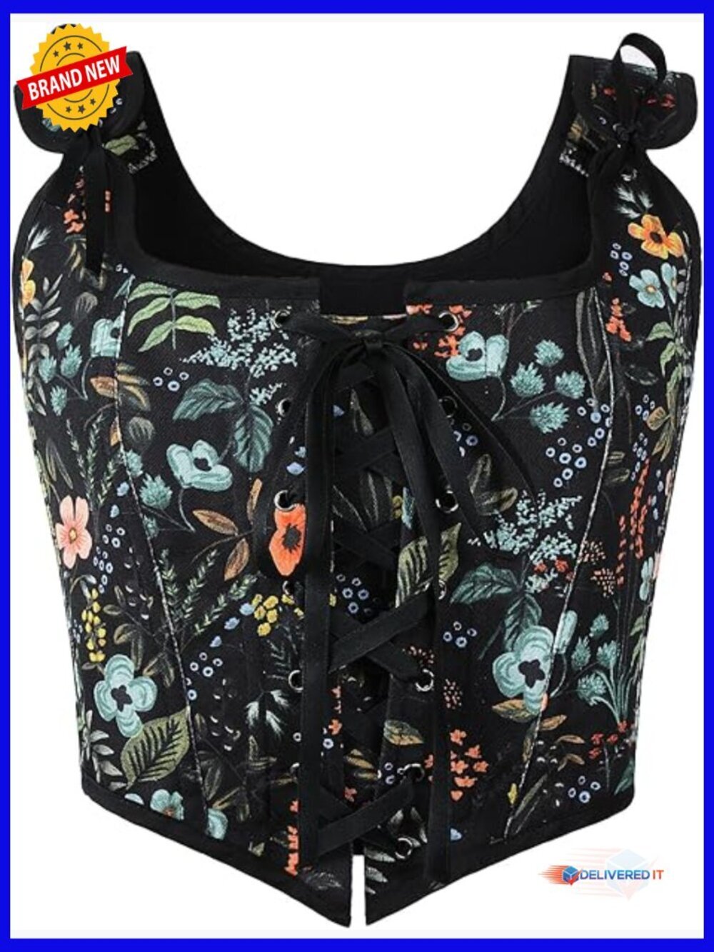 Renaissance Corset Floral Boned Bodice Stays Fully Lined Ren Faire